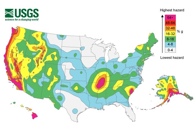 USGS US %G Force Hazard Map
