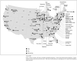 Commercial SNF storage sites NRC map