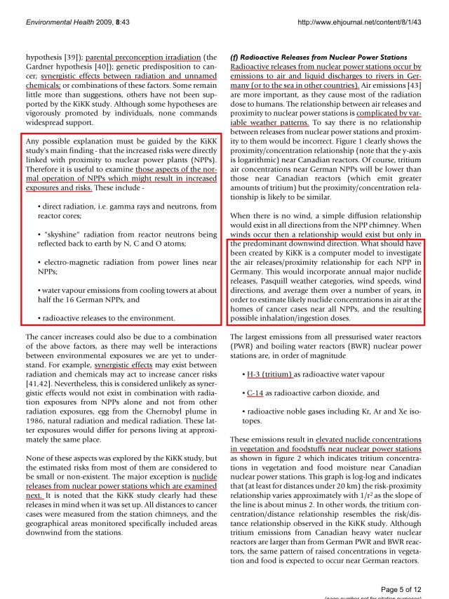 Commentary: childhood cancer near nuclear power stations Ian Fairlie © 2009 Fairlie; licensee BioMed Central Ltd. , p. 5