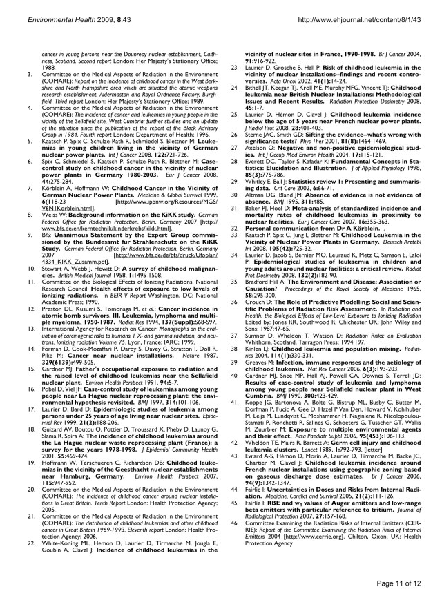 Commentary: childhood cancer near nuclear power stations Ian Fairlie © 2009 Fairlie; licensee BioMed Central Ltd. , p. 11